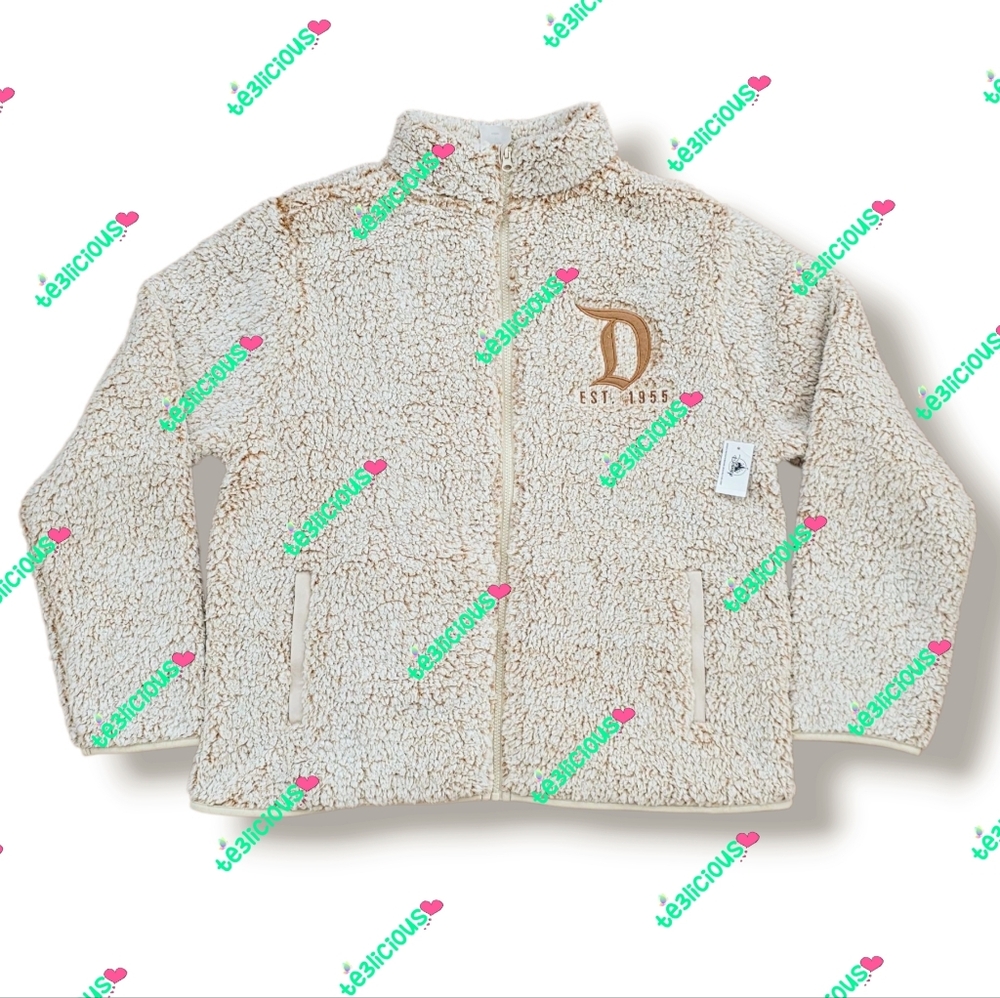 DISNEYLAND CREAM BRONZE SHERPA FLEECE ZIPPED UP JACKET - Picture 3 of 6